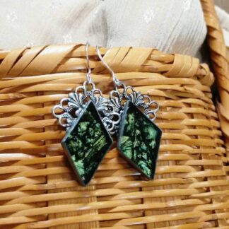 Sage green Van Gogh stained glass earrings