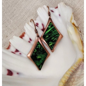 Spring green Van Gogh stained glass earrings