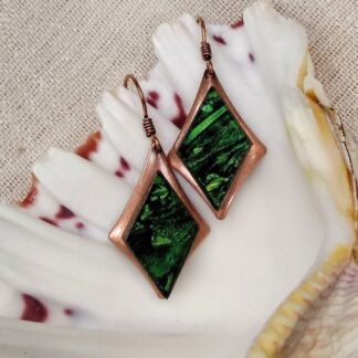 Spring green Van Gogh stained glass earrings