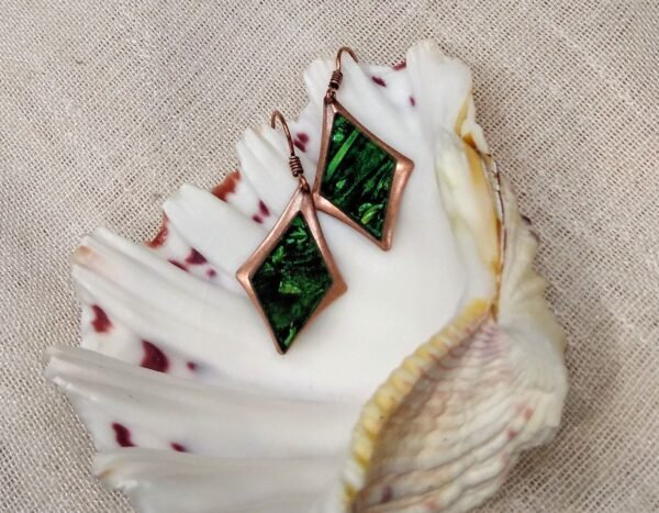 Spring green Van Gogh stained glass earrings