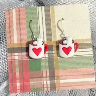 Hot chocolate earrings, hot chocolate jewelry, drinking hot chocolate, marshmallows, chocolate lovers, chocolate gifts, teacher jewelry