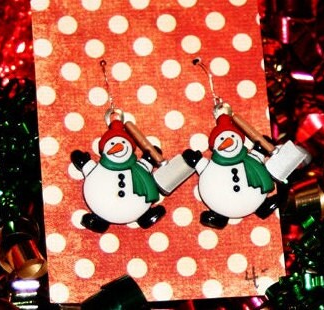 snowman earrings, snowman jewelry, snowmen earrings, snowmen jewelry, Christmas earrings, stocking stuffers, gift exchanges, secret pal gift