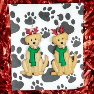 Golden retriever Santa dog earrings