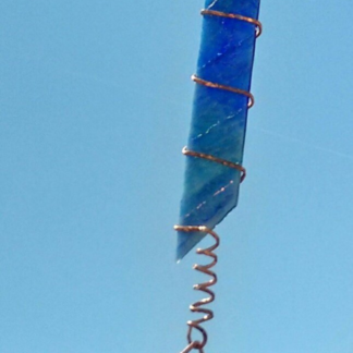 Handcrafted blue stained glass garden bell ornament