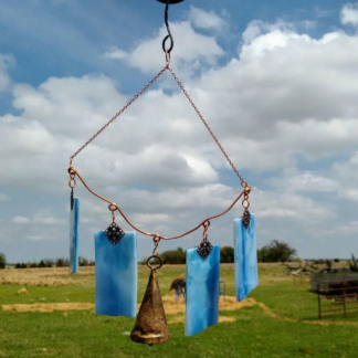Handcrafted decorative stained glass garden bell and wind chimes