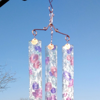 Handcrafted flower stained glass wind chimes garden ornament