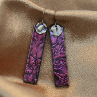 Purple mauve Van Gogh stained glass earrings
