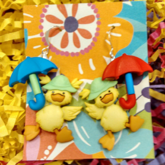 Rubber Ducky with Umbrella Earrings - Easter, Teacher Jewelry, Cute Gift for Her