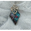 Silver dragon on Van Gogh stained glass pendant on chain
