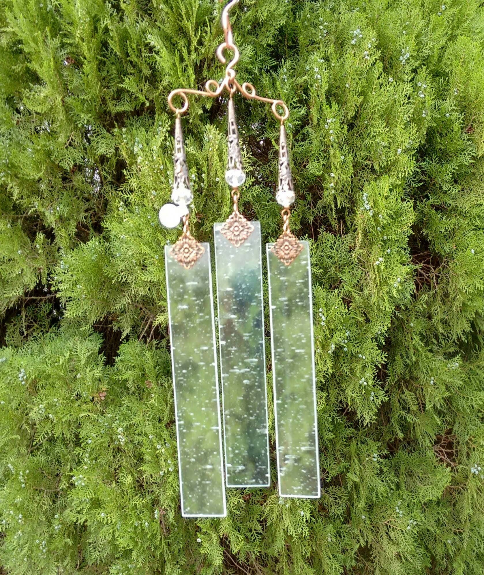 Elegant art deco style stained glass wind chime garden decor