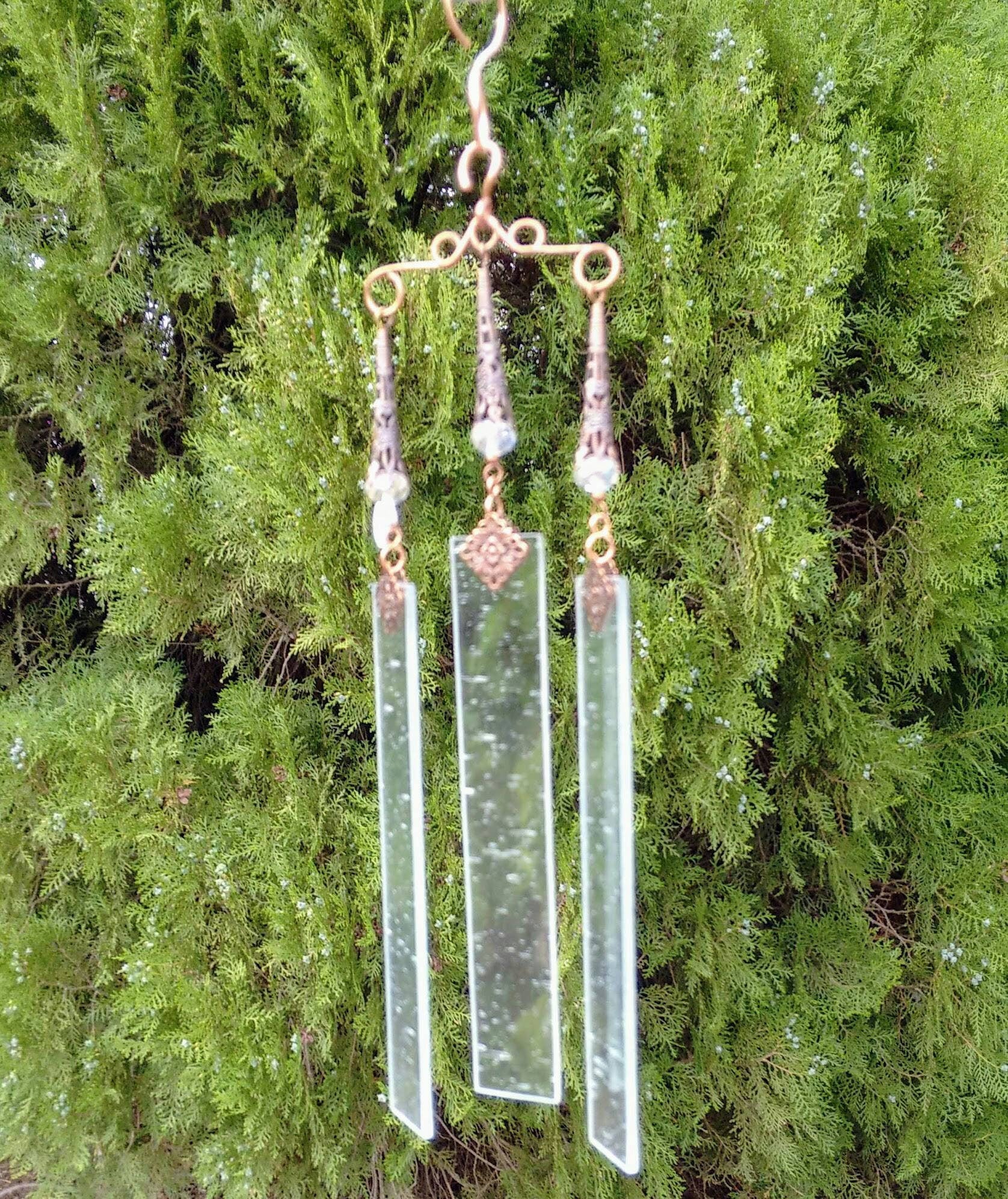 Elegant art deco style stained glass wind chime garden decor