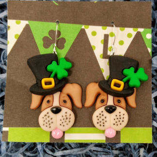 Lucky dog St. Patricks day earrings, funny St Patricks day earrings, cute gift for mom or wife or secret pal gift, handcrafted in USA