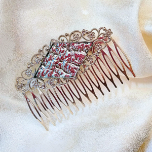 large silver filigree hair comb with silver granite mirror stained glass large silver filigree hair comb with granite mirror stained glass handcrafted by brockus creations