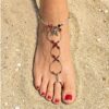 silver feather and black ankle bracelet barefoot sandal (copy)