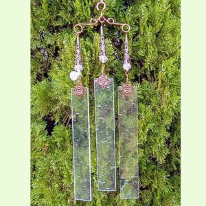 art deco clear seeded stained glass wind chime brockus creations